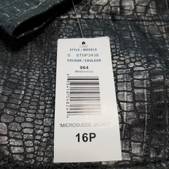 Allison Daley Metallic Alligator Skin Print Jacket BNWT Size 16P Faux Leather - Picture 5 of 9